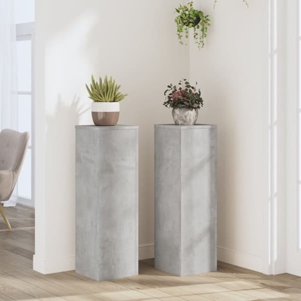 vidaXL Plantestativer 2 stk betonggrå 25x25x80 cm konstruert tre