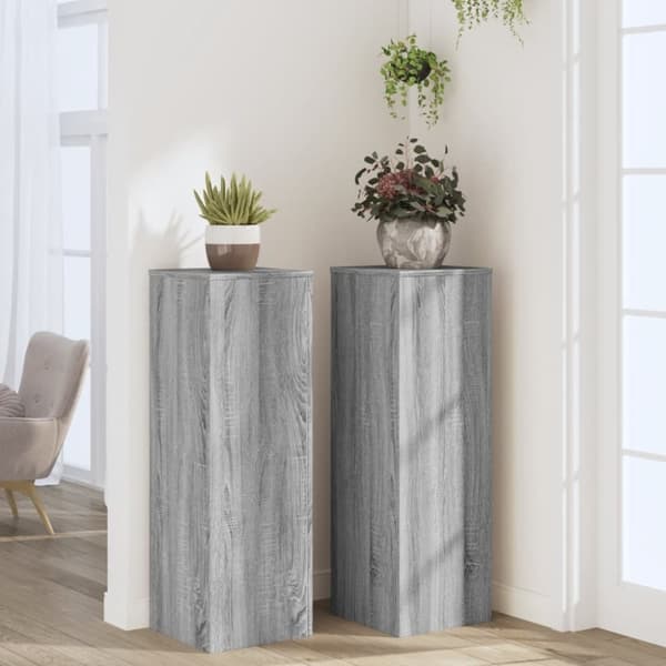 vidaXL Kasvitelineet 2 kpl harmaa Sonoma 33x33x100 cm tekninen puu