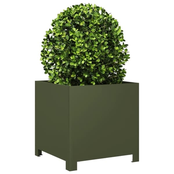 vidaXL Plantekasse olivengrønn 40x40x40 cm stål