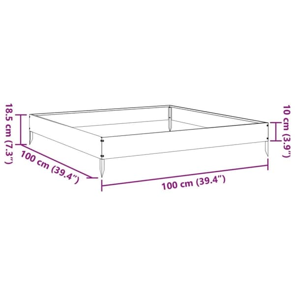 vidaXL Rabattkant upphöjd svart 100x100x18,5 cm stål