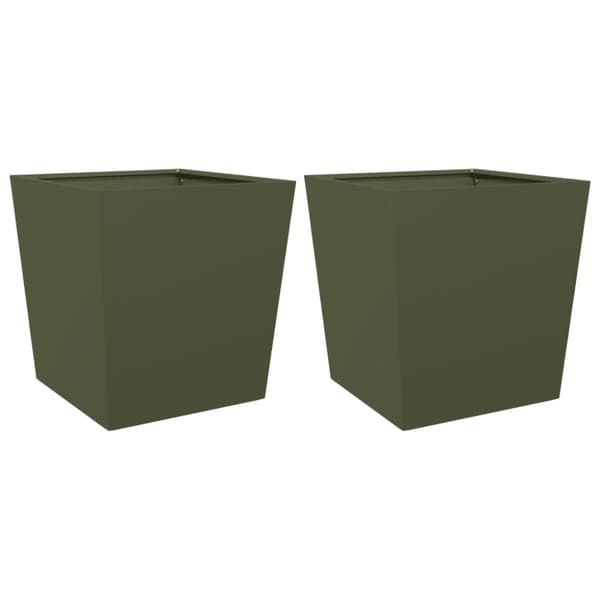vidaXL plantekrukker 2 stk. 50x50x50 cm stål olivengrøn