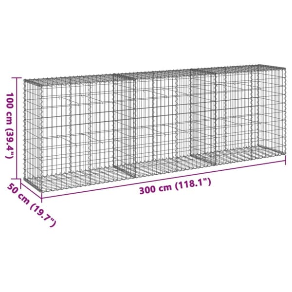 vidaXL Kivikori katolla 300x50x100 cm galvanoitu rauta
