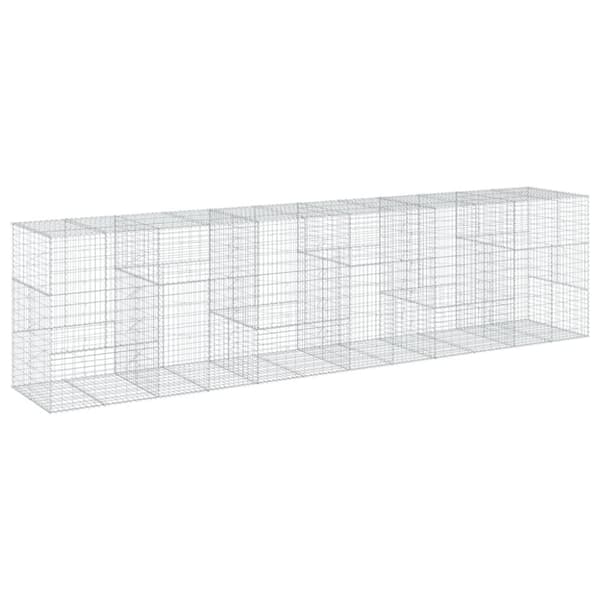 vidaXL gabionkurv med cover 600x100x150 cm galvaniseret jern