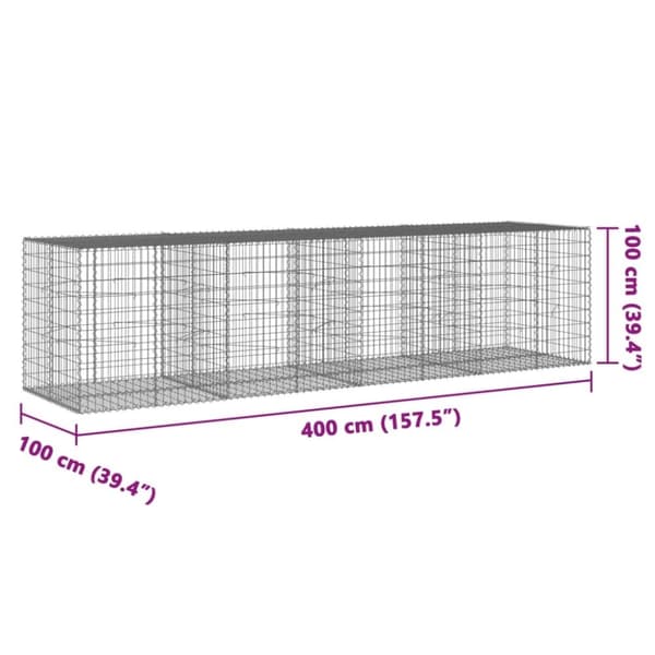 vidaXL Kivikori katolla 400x100x100 cm galvanoitu rauta