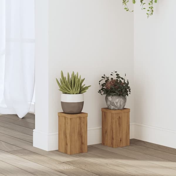 vidaXL plantestativer 2 stk. 10x10x18 cm konstrueret træ egetræsfarvet
