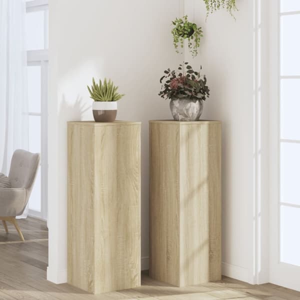 vidaXL Växtställ 2 st sonoma-ek 33x33x100 cm konstruerat trä