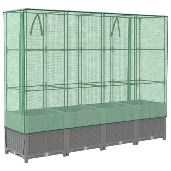vidaXL højbed med drivhusovertræk 160x40x138 cm rattan-look