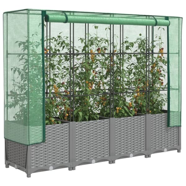 vidaXL højbed med drivhusovertræk 160x40x138 cm rattan-look