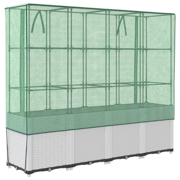 vidaXL højbed med drivhusovertræk 160x40x153 cm rattan-look