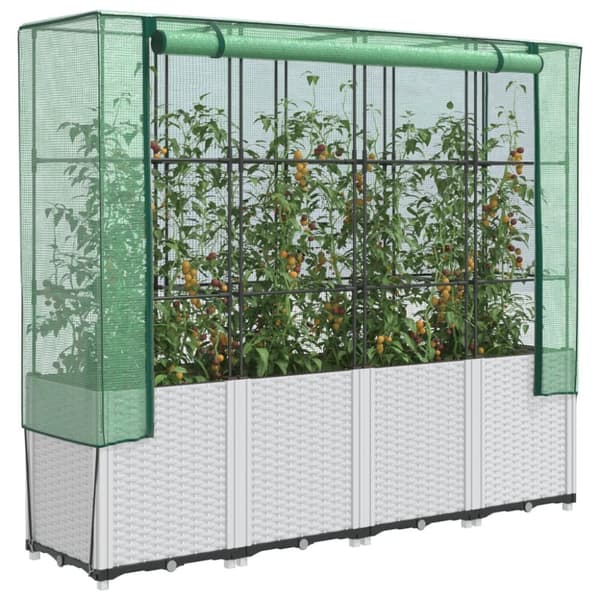 vidaXL højbed med drivhusovertræk 160x40x153 cm rattan-look