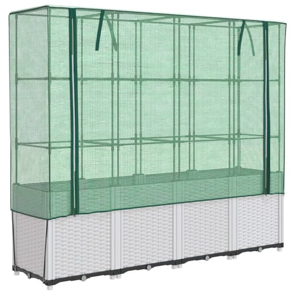 vidaXL højbed med drivhusovertræk 160x40x153 cm rattan-look