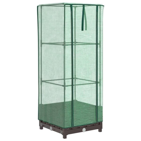 vidaXL højbed med drivhusovertræk 40x40x123 cm rattan-look