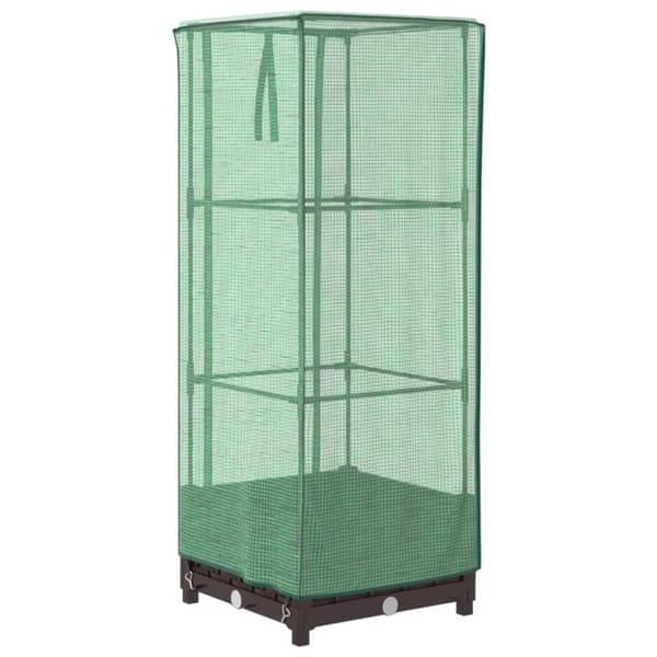 vidaXL højbed med drivhusovertræk 40x40x123 cm rattan-look