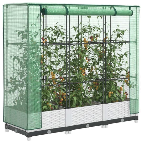 vidaXL højbed med drivhusovertræk 120x40x123 cm rattan-look