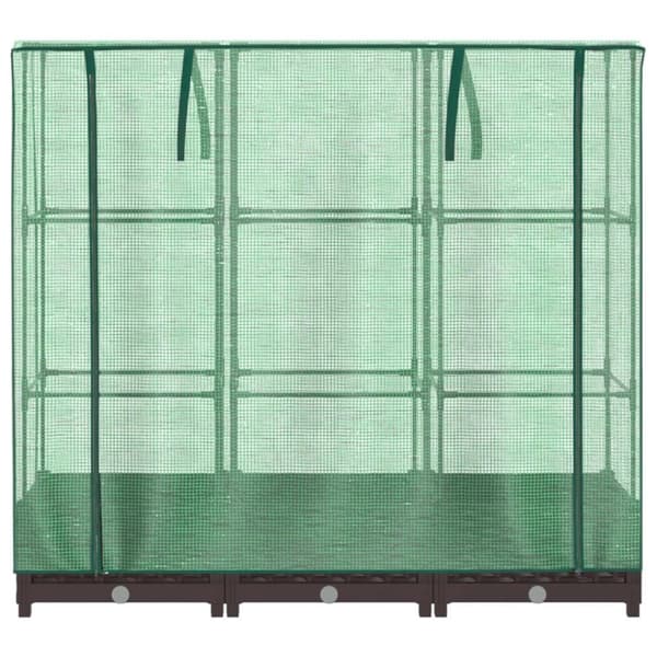 vidaXL Odlingslåda med växthusöverdrag rottinglook 120x40x123 cm