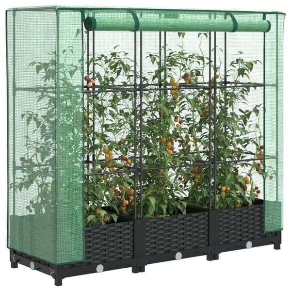 vidaXL højbed med drivhusovertræk 120x40x123 cm rattan-look