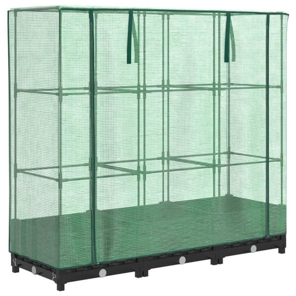 vidaXL højbed med drivhusovertræk 120x40x123 cm rattan-look