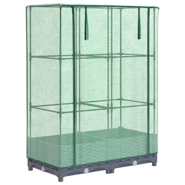 vidaXL højbed med drivhusovertræk 80x40x123 cm rattan-look