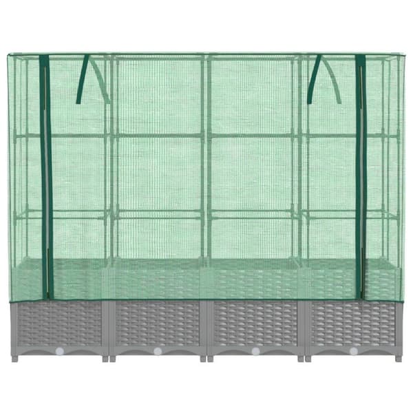vidaXL Odlingslåda med växthusöverdrag rottinglook 160x40x138 cm