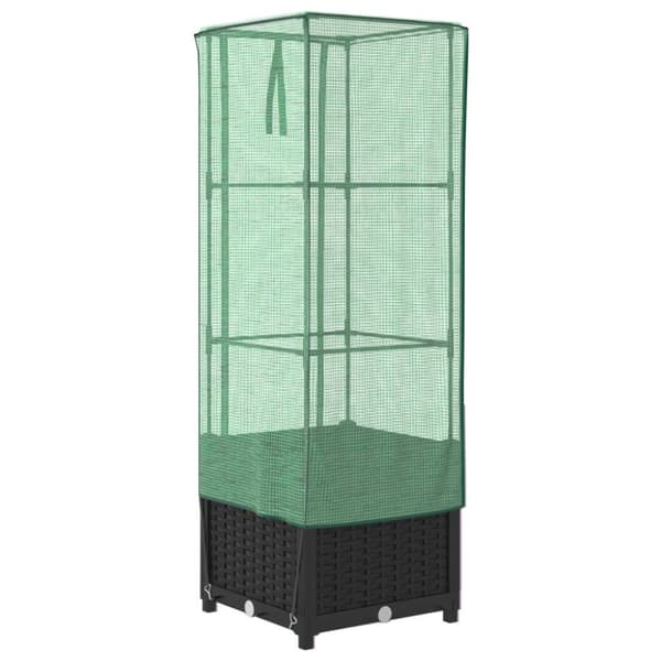 vidaXL højbed med drivhusovertræk 40x40x139 cm rattan-look