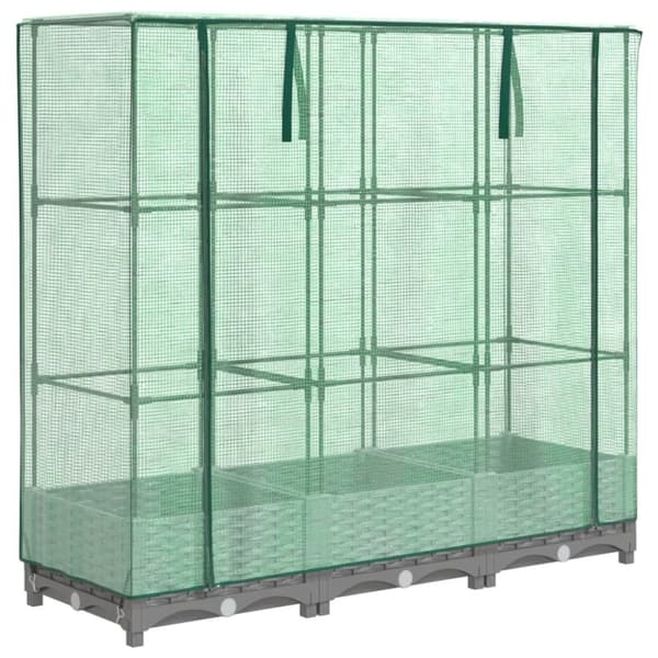 vidaXL højbed med drivhusovertræk 120x40x123 cm rattan-look