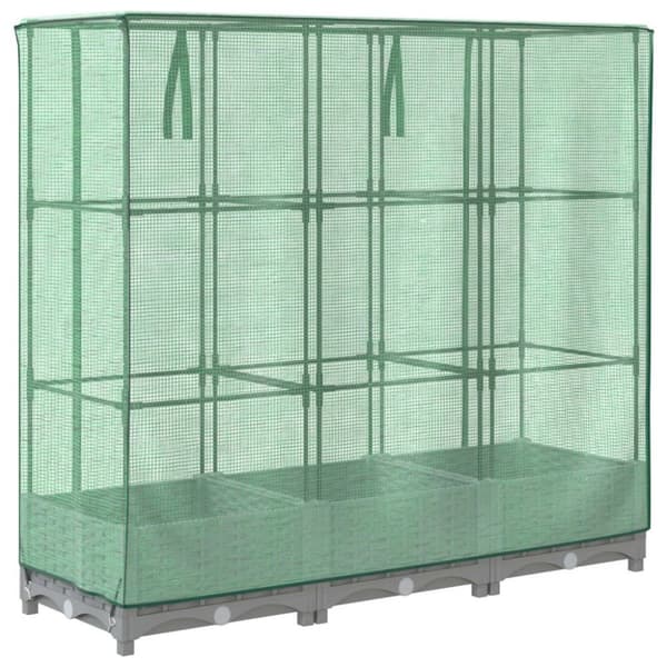 vidaXL højbed med drivhusovertræk 120x40x123 cm rattan-look