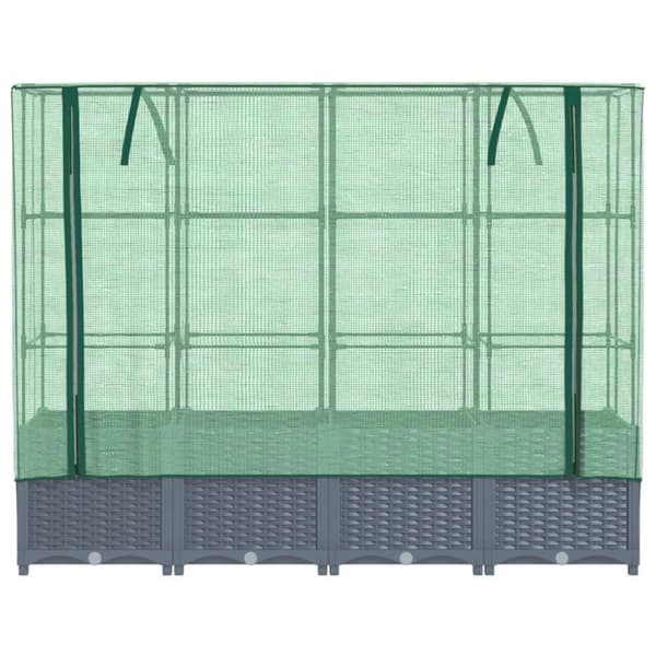 vidaXL højbed med drivhusovertræk 160x40x138 cm rattan-look
