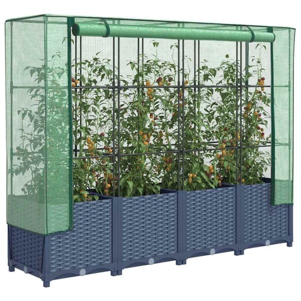 vidaXL højbed med drivhusovertræk 160x40x138 cm rattan-look