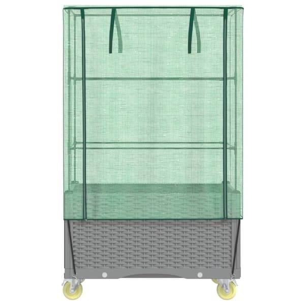vidaXL højbed med overtræk og hjul 80x50x182 cm rattan-look