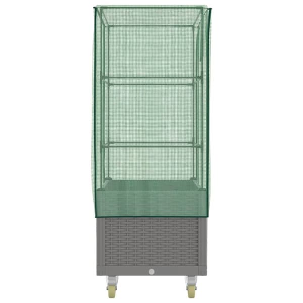 vidaXL højbed med overtræk og hjul 80x50x182 cm rattan-look