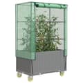 Miniatyrbillede 2 af 10: vidaXL højbed med overtræk og hjul 80x50x182 cm rattan-look