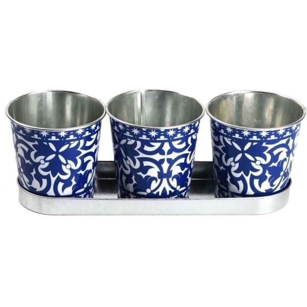 Zink planter 3 krukor cementplattor