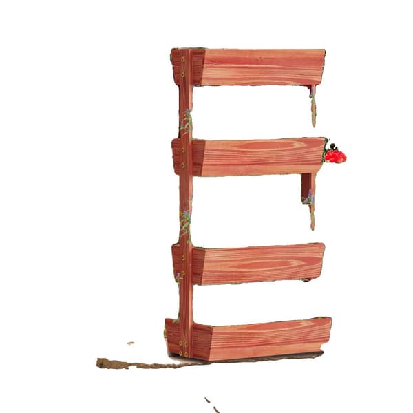 Vertikal Havebed, Justerbar 4-Niveau Planter, Solidt Fyrretræ Konstruktion,Brun