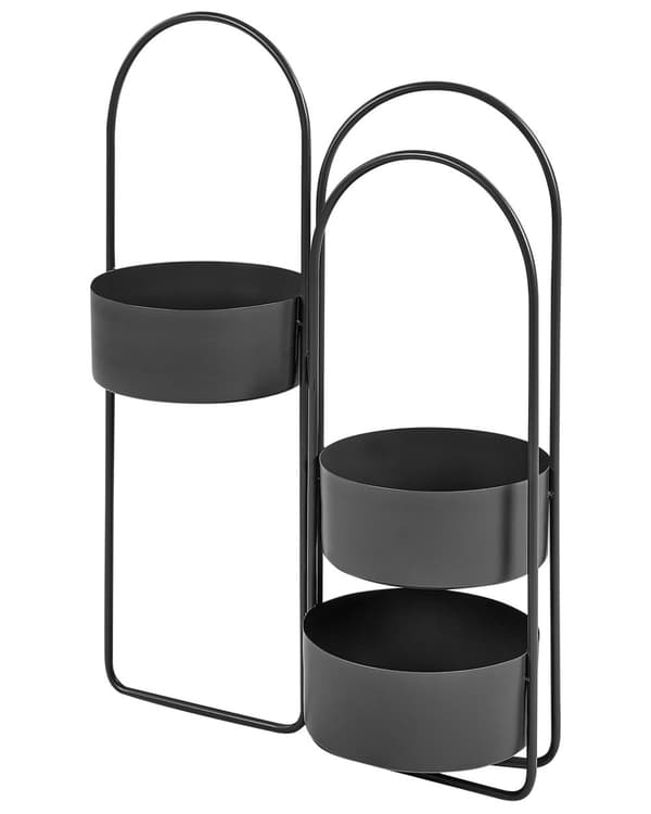 Plantestativ Sort Jern ø 23 cm Justerbar Blomsterkrukker på Ben Piedestal til Planter Moderne Minimalistisk Havekrukker Frostsikrer