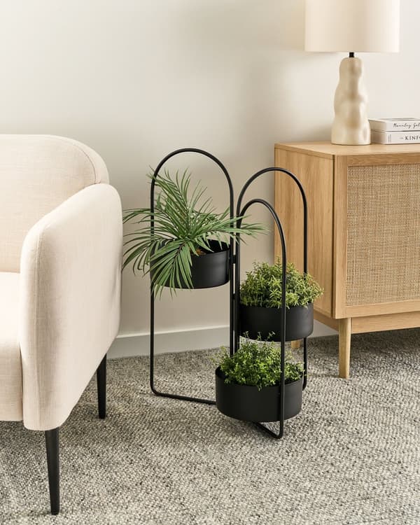 Plantestativ Sort Jern ø 23 cm Justerbar Blomsterkrukker på Ben Piedestal til Planter Moderne Minimalistisk Havekrukker Frostsikrer
