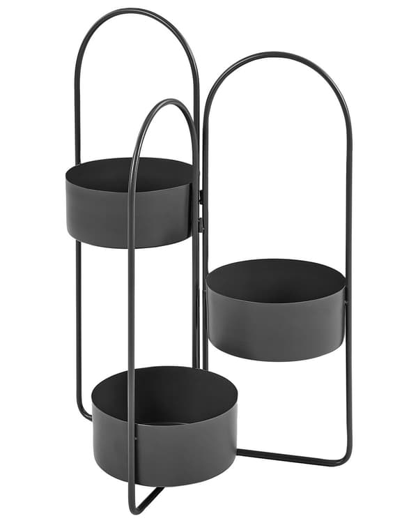 Plantestativ Sort Jern ø 23 cm Justerbar Blomsterkrukker på Ben Piedestal til Planter Moderne Minimalistisk Havekrukker Frostsikrer