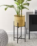 Miniatyrbillede 2 af 6: Plantestativ Beige Jern ø 25 cm Rund Blomsterkrukke på Ben Piedestal til Planter Moderne Minimalistisk Havekrukker Frostsikrer