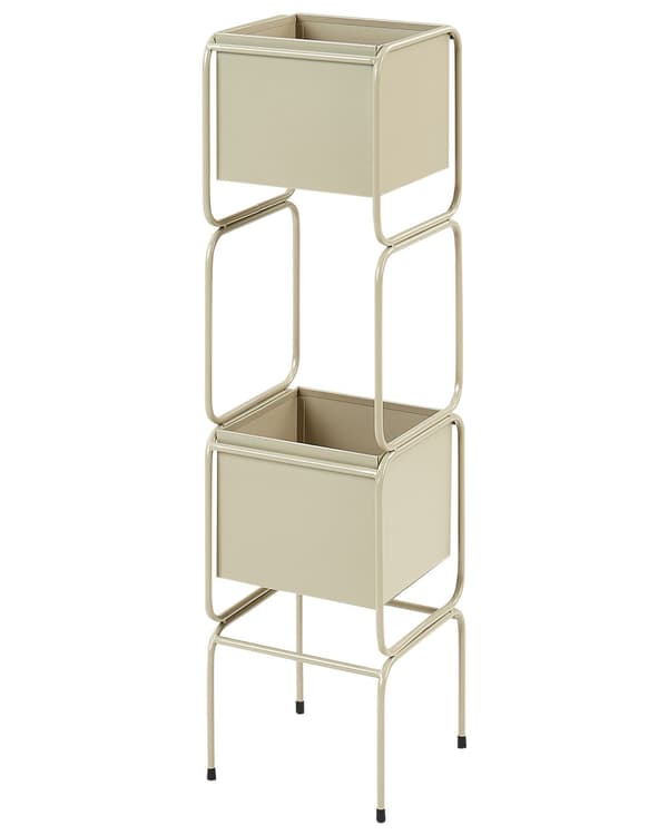 Plantestativ Beige Jern 20 x 20 cm Firkantede Blomsterkrukker på Ben Piedestal til Planter Moderne Minimalistisk Havekrukker Frostsikrer