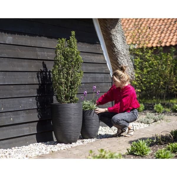 Låg elegant vas - CAPI EUROPE - RIB NL - 34 x 46 cm - Svart