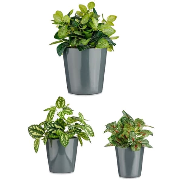 Ruukkusetti Ibergarden CONICO-7011 Antrasiitinharmaa Savi Cónica Ø 14 cm Ø 22 cm Ø 17 cm 3 Kappaletta