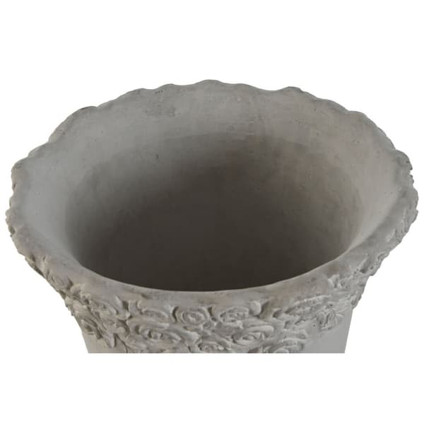 Urtepotte Home ESPRIT Hvid Cement Romantisk Brugt 31 x 31 x 49 cm