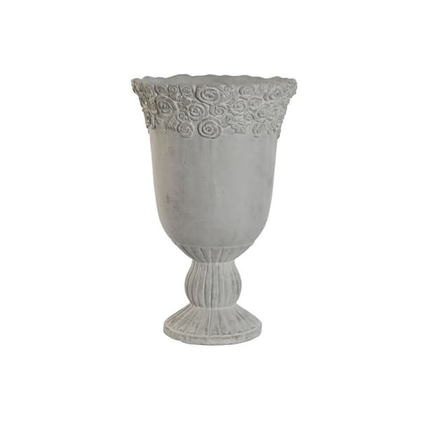 Urtepotte Home ESPRIT Hvid Cement Romantisk Brugt 31 x 31 x 49 cm