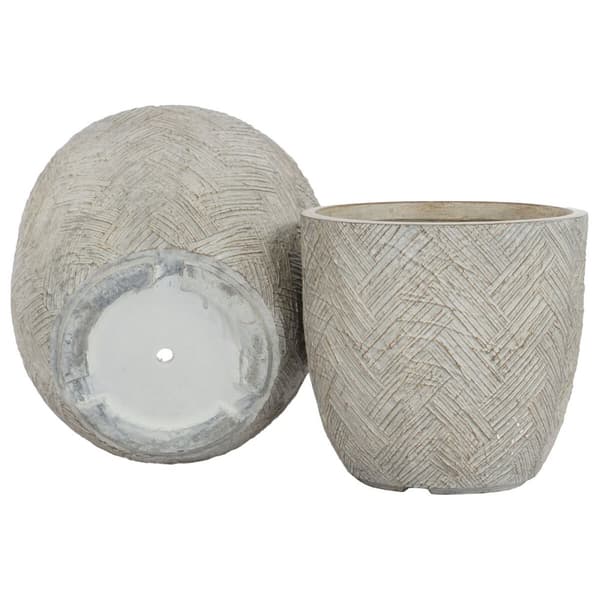 Sæt af planteredskaber Home ESPRIT Beige Glasfiber Magnesium 44,5 x 44,5 x 43 cm (3 enheder)