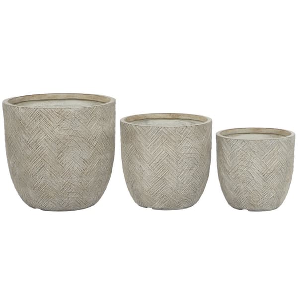 Sæt af planteredskaber Home ESPRIT Beige Glasfiber Magnesium 44,5 x 44,5 x 43 cm (3 enheder)
