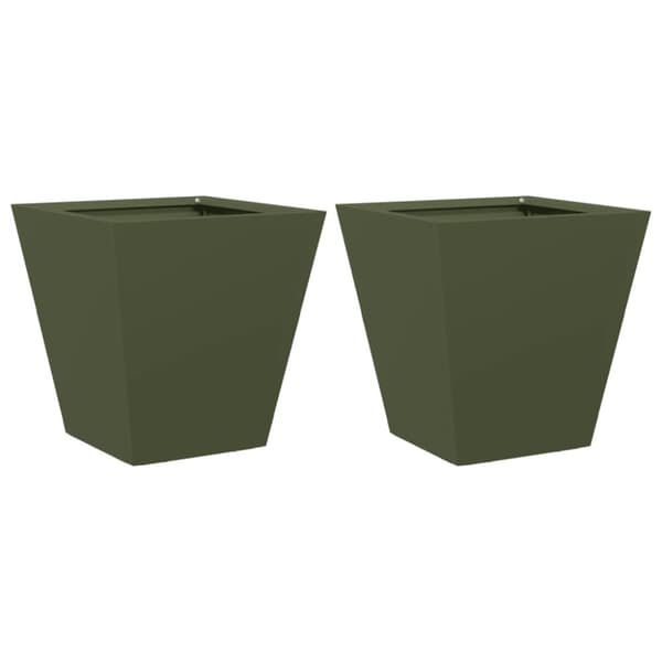 vidaXL plantekrukker 2 stk. 30x30x30 cm stål olivengrøn