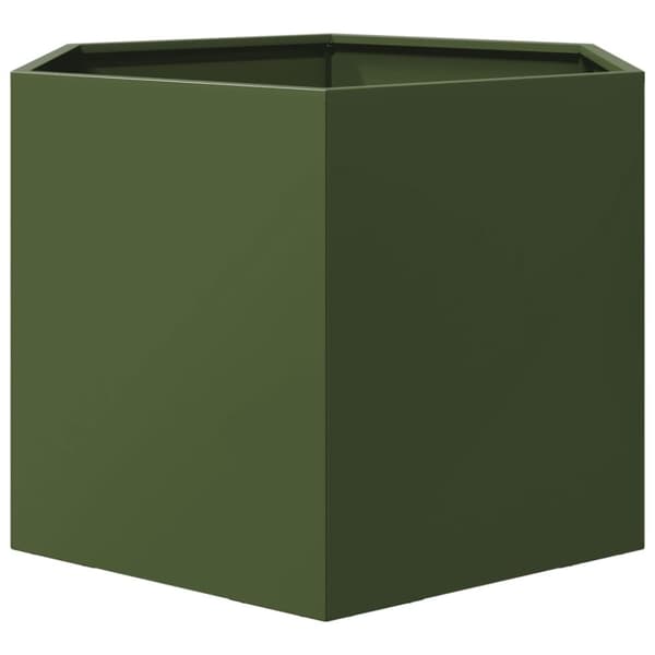 vidaXL Plantekasse olivengrønn sekskantet 69x60x45 cm stål
