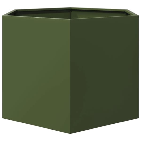 vidaXL Plantekasse olivengrønn sekskantet 69x60x45 cm stål