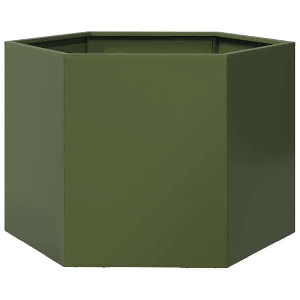 vidaXL Plantekasse olivengrønn sekskantet 69x60x45 cm stål