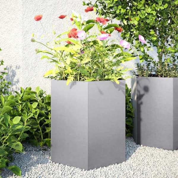 vidaXL Istutuskoneet 2 kpl kuusikulma 46x40x45 cm galvanoitu teräs