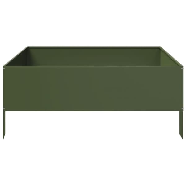 vidaXL Høybed olivengrønn 100x100x25 cm stål